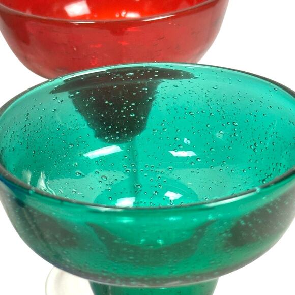 Vibrant Colorful Heavy Bubble Glass Margarita Glasses-Set of 6-Fun and Festive! - Picture 6 of 6